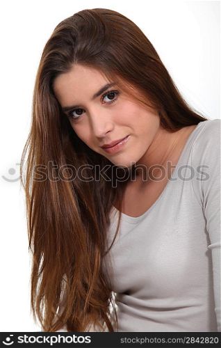 Woman with long brown hair