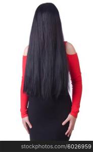Woman with long hair haircut