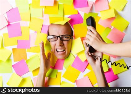 Woman with lots of reminder notes