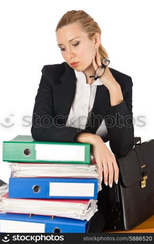 Woman with lots of work