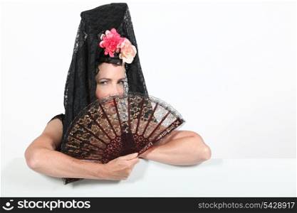 Woman with mantilla and fan
