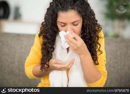 woman with nosebleed