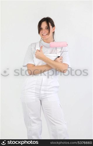Woman with paint-roller