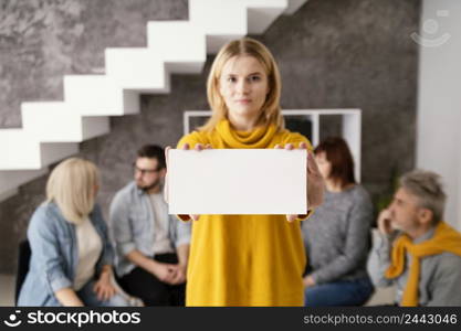 woman with paper sheet