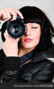 woman with photocamera