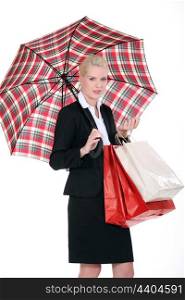woman with Scottish umbrella