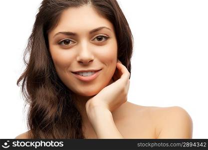 woman with shiny hair studio shot