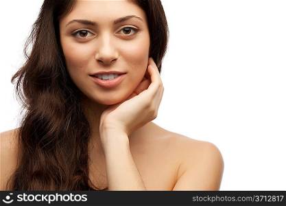 woman with shiny hair studio shot