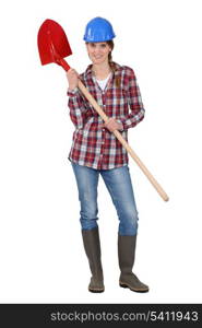 Woman with shovel