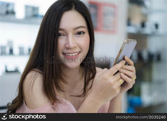 woman with smart phone. happy woman with smart phone