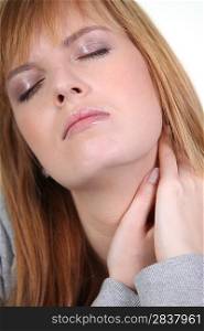 Woman with sore neck