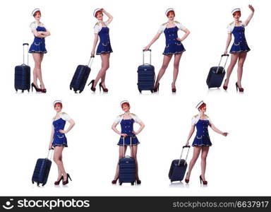 Woman with suitacases preparing for summer vacation