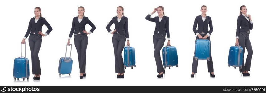 Woman with suitacases preparing for summer vacation