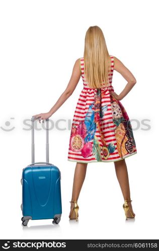 Woman with suitcase ready for vacation