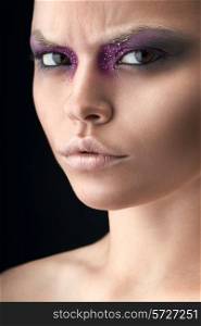 woman with violet make-up