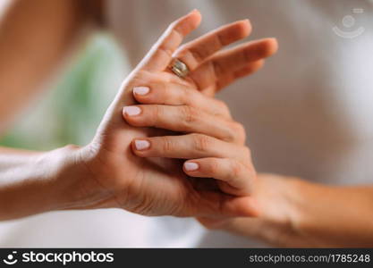 Woman with wrist pain.. Wrist Pain.