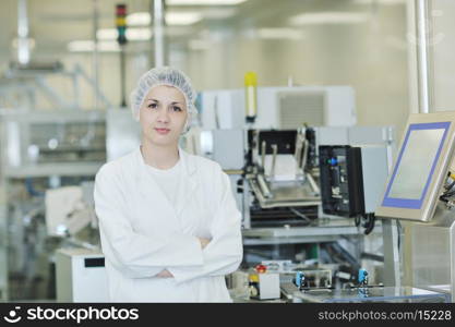 woman worker in pharmacy company warehouse