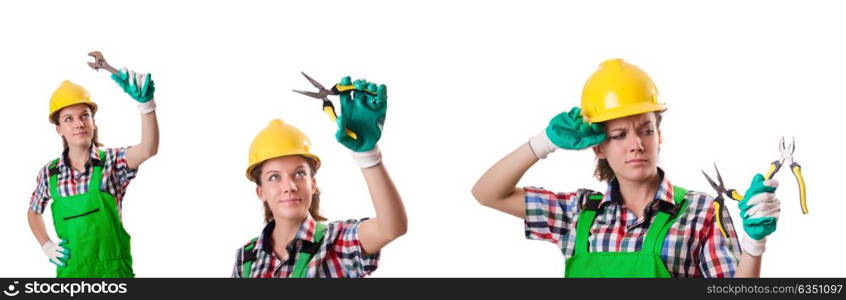 Woman worker isolated on the white