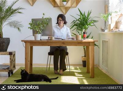 Woman working at modern office