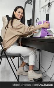 woman working her fashion design workshop