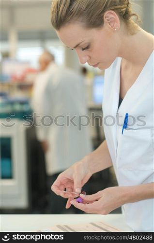 woman working in a laboratory in hospital