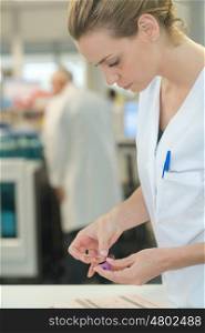 woman working in a laboratory in hospital