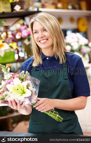 Woman working in florist