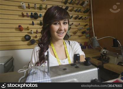 Woman working in laundrette
