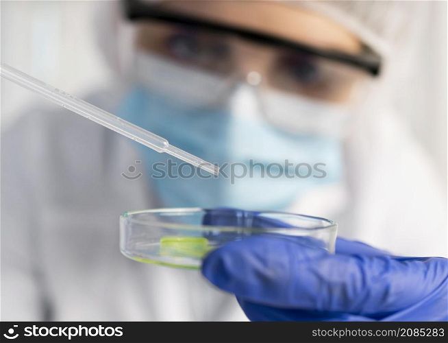 woman working laboratory close up