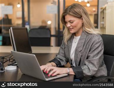 woman working laptop project