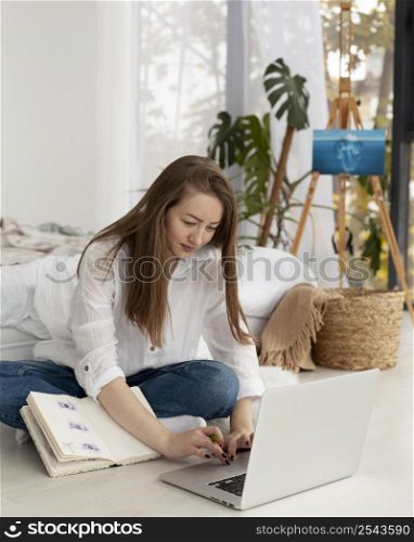 woman working new blog home