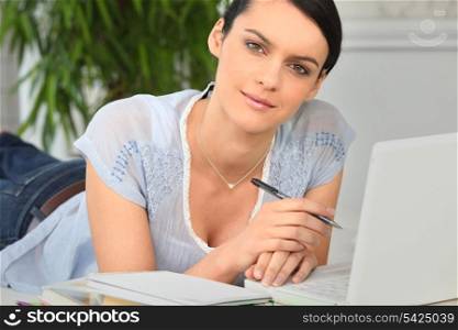 Woman working on her laptop