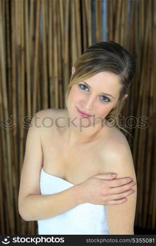 Woman wrapped in a towel