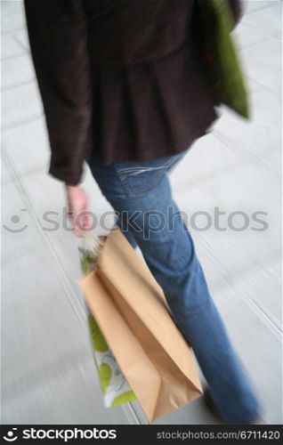 Womans legs with shopping bags