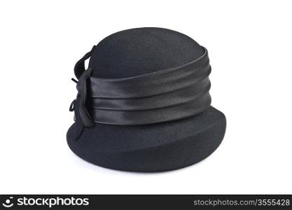 Women&acute;s black hat isolated on white background