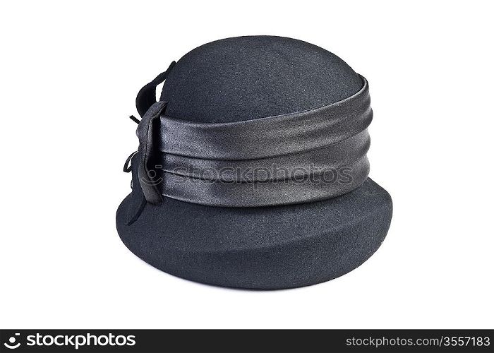 Women&acute;s black hat isolated on white background