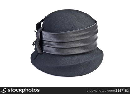 Women&acute;s black hat isolated on white background