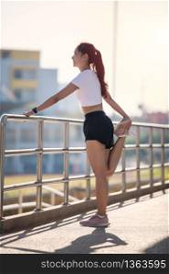 women asian sport, fitness, exercise and lifestyle concept on city