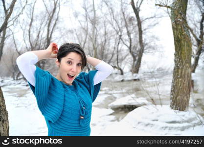 women attitude and winter scene