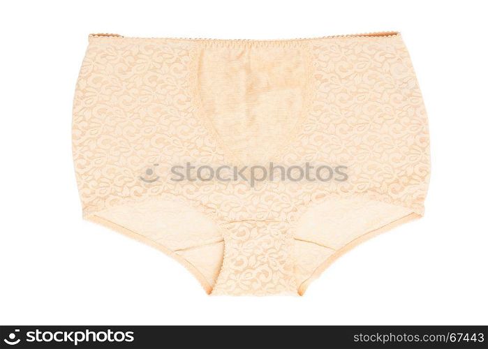 Women beige panties on a white background