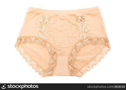 Women beige panties on a white background