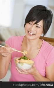 Women Eating meal,mealtime With Chopsticks