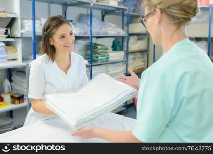 women employees in professional laundry