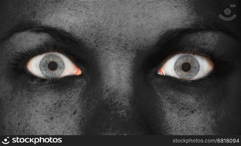 Women eye, close-up, blue eyes, black skin