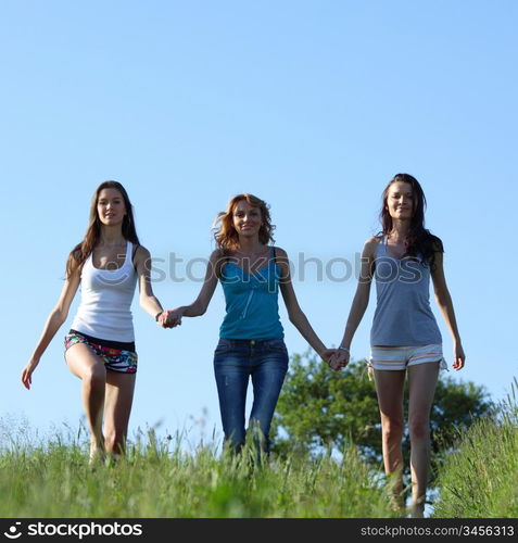 women fun on grass field