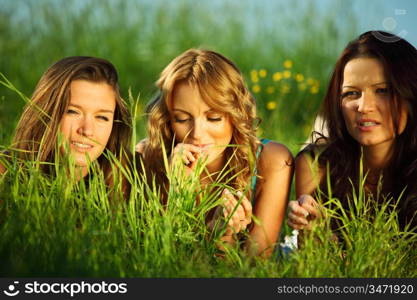 women fun on grass field