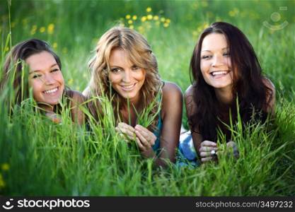 women fun on grass field