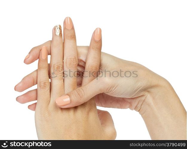 Women hands with nail manicure