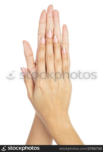 Women hands with nail manicure