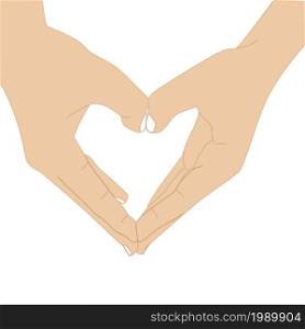 Women hands with sign of love. Vector illustration.
